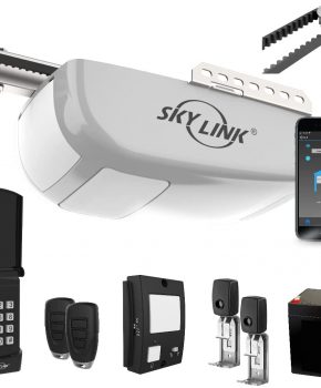 SKYLINK ATR-5922BKUW 1-1/4HPF Garage Door Opener with Alexa. Extremely Quiet DC Motor, Belt Drive, Built-in Dual LED Lights, Two Remote Controls, Deluxe Wall Console, Wireless Keypad, Backup Battery and WiFi Compatible